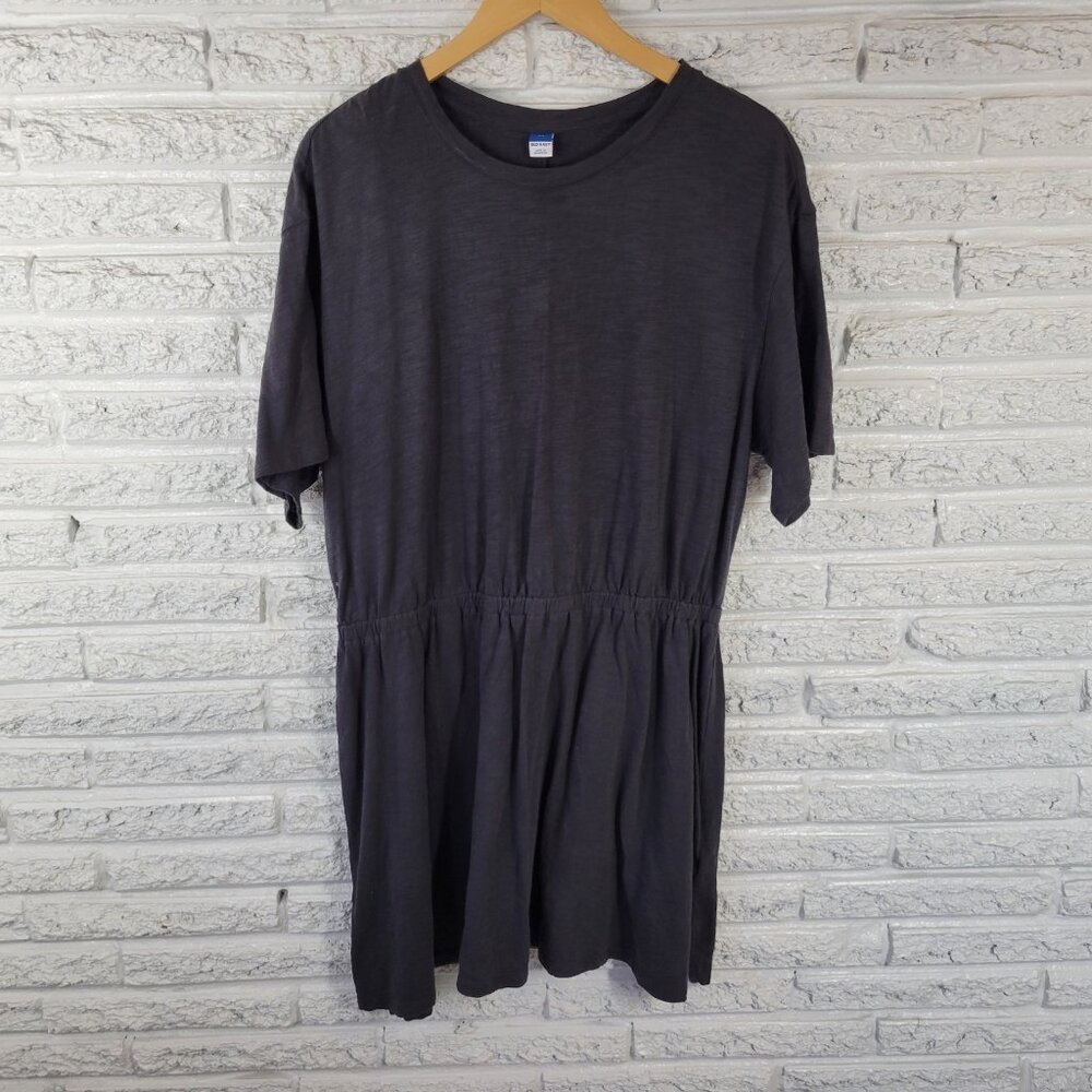 Old Navy Dress XL Gray Mini Pullover Crew Neck Slit Elastic Waist GRA71E